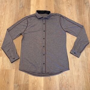 Lululemon Rival Button Down Men’s Large Purple Black Trim Performance Stretch